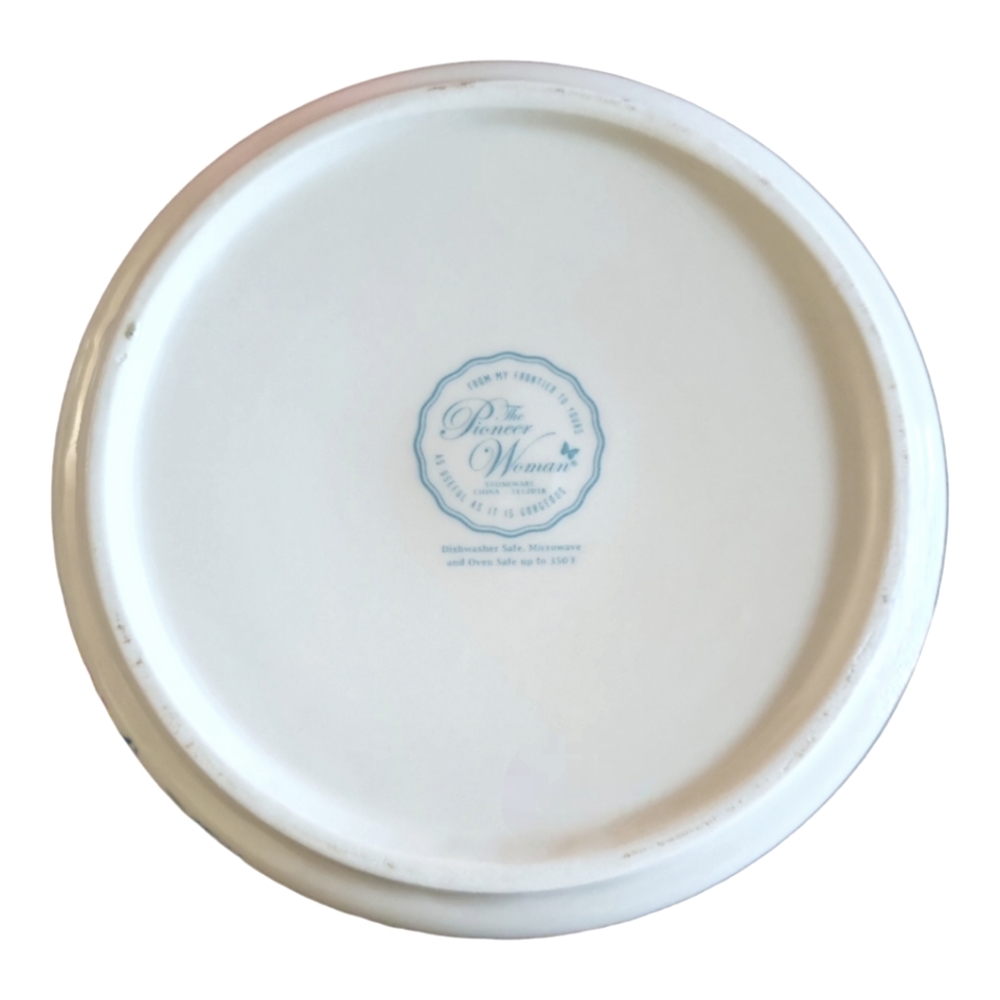 3 PIONEER WOMAN Floral Bird Round Stoneware Casserole Serving Bake Ware Bowls - Picture 8 of 11